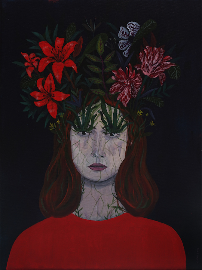 Margherita Paoletti, Fiori dagli occhi, acrilico su tela,. 30x40 cm,2024 copia